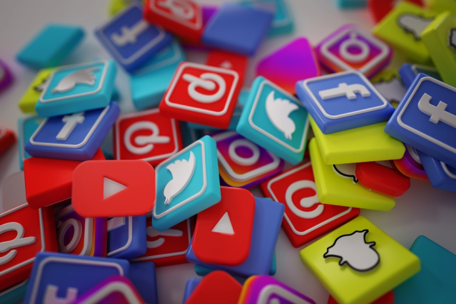 pila de 3d populares social media logos